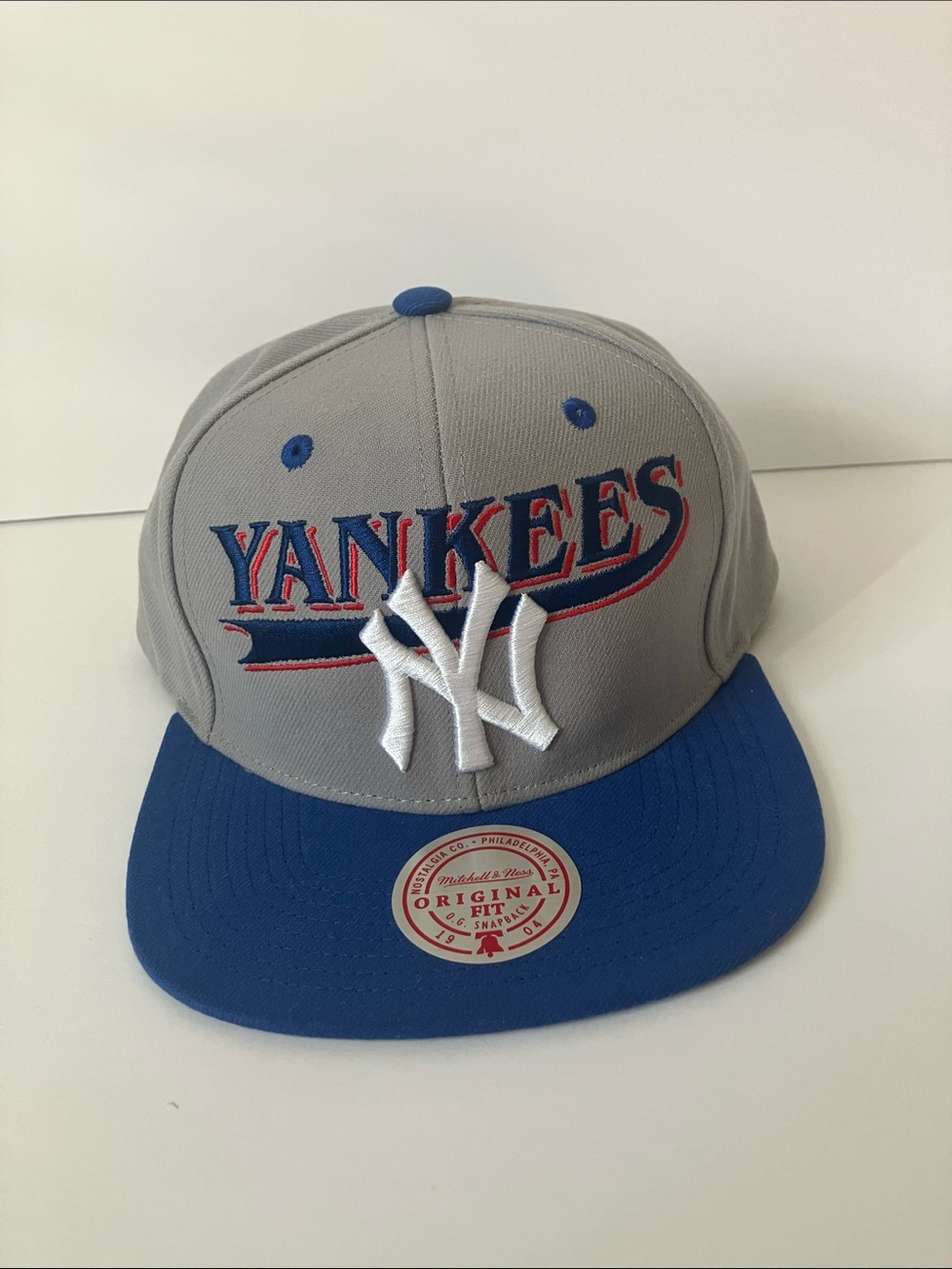 Mitchell & Ness Gray and Royal Blue Yankees Snapback